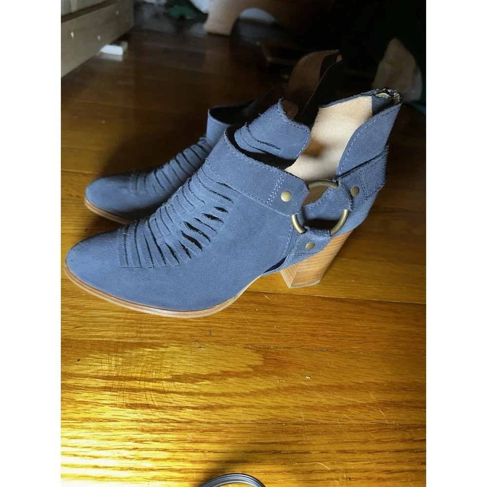 Seychelles Los Angeles Leather Women's Heeled Ankle Boots Size‎ 8 Navy Blue Boho
